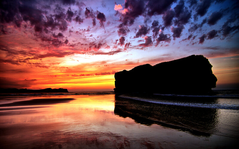 Silhouette Rock at Sunset