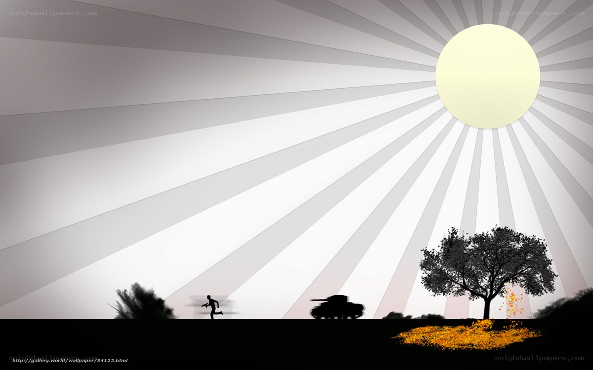 Silhouette scene with sunburst