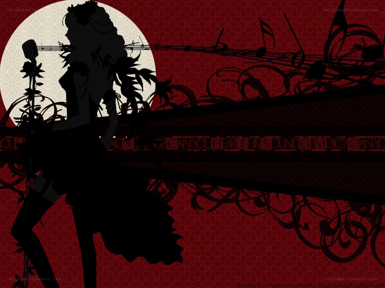 silhouette singer with music notes