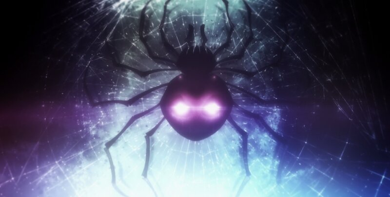 Silhouette Spider with Glowing Eyes