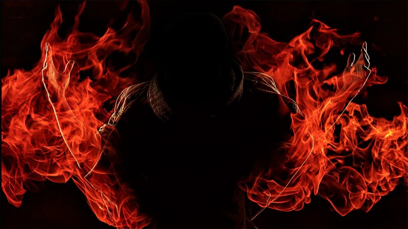Silhouette Surrounded by Fire