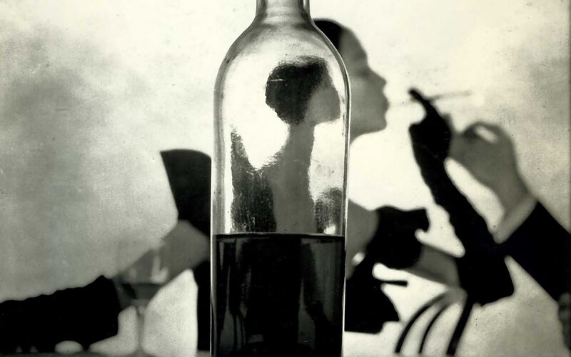silhouette through a bottle