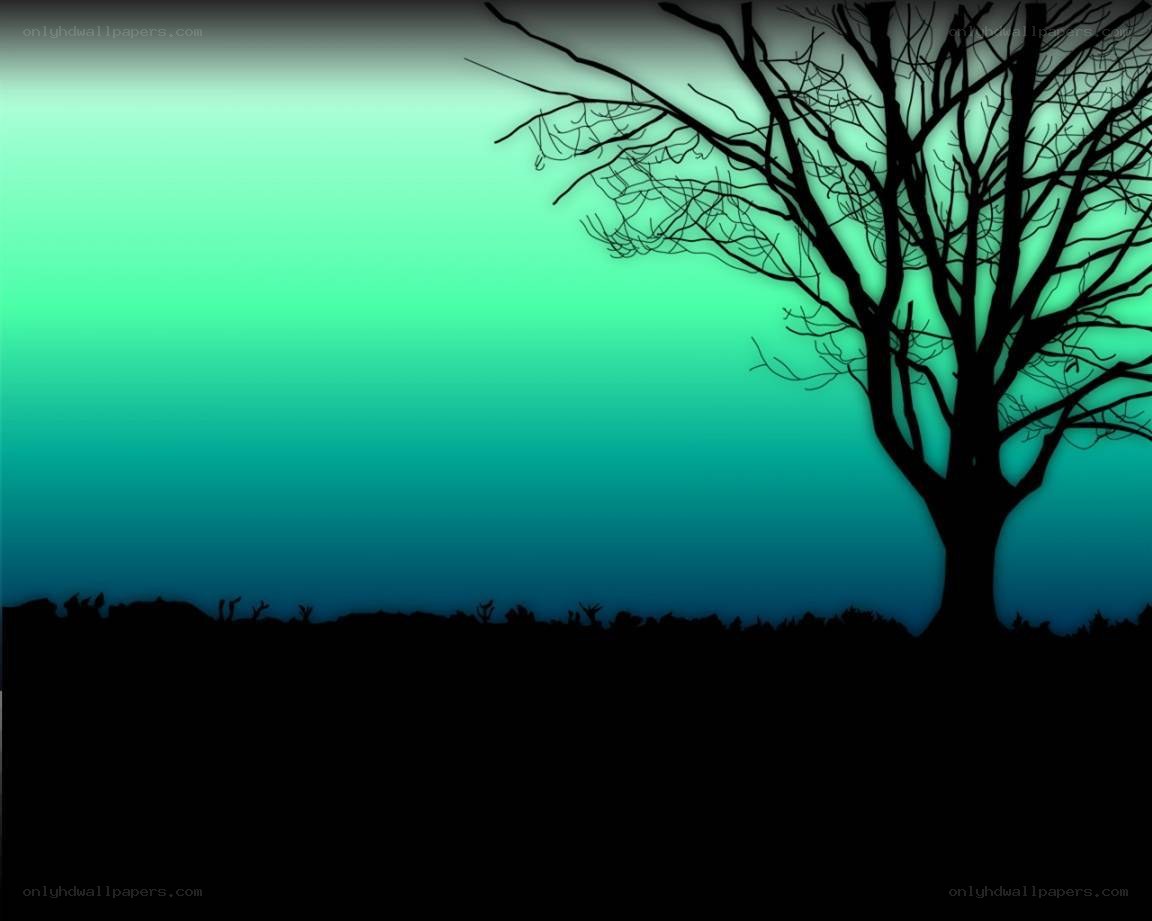 silhouette tree at dusk