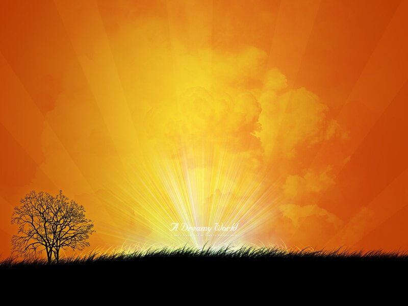 Silhouette Tree at Sunrise — Orange, Dramatic