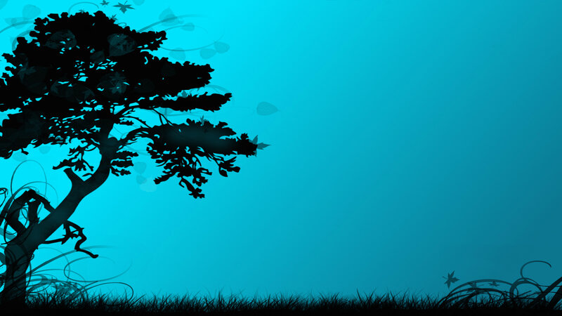 silhouette tree on blue background