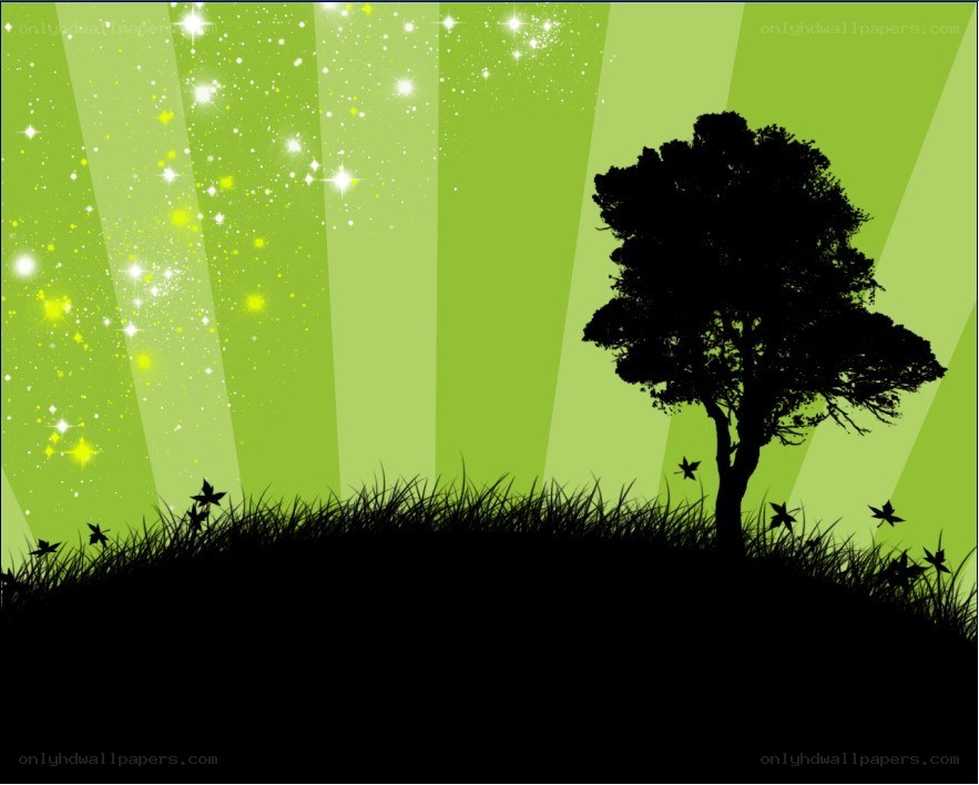 silhouette tree on green background