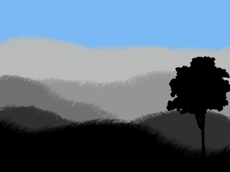 silhouette tree on hillside