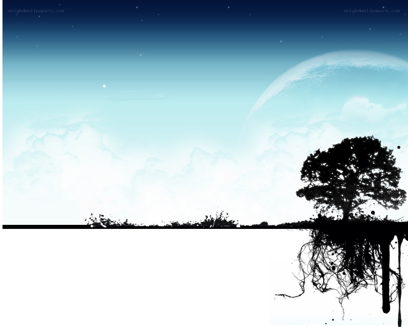 silhouette tree under alien moon
