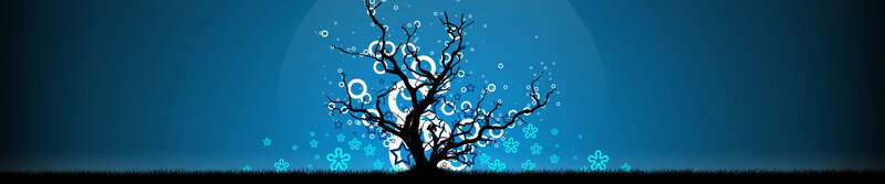 Silhouette tree with glowing symbols