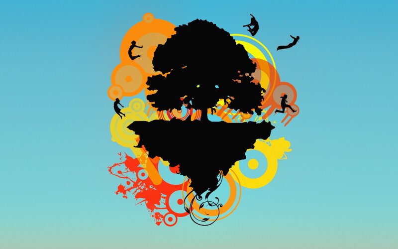 Silhouette Tree with People