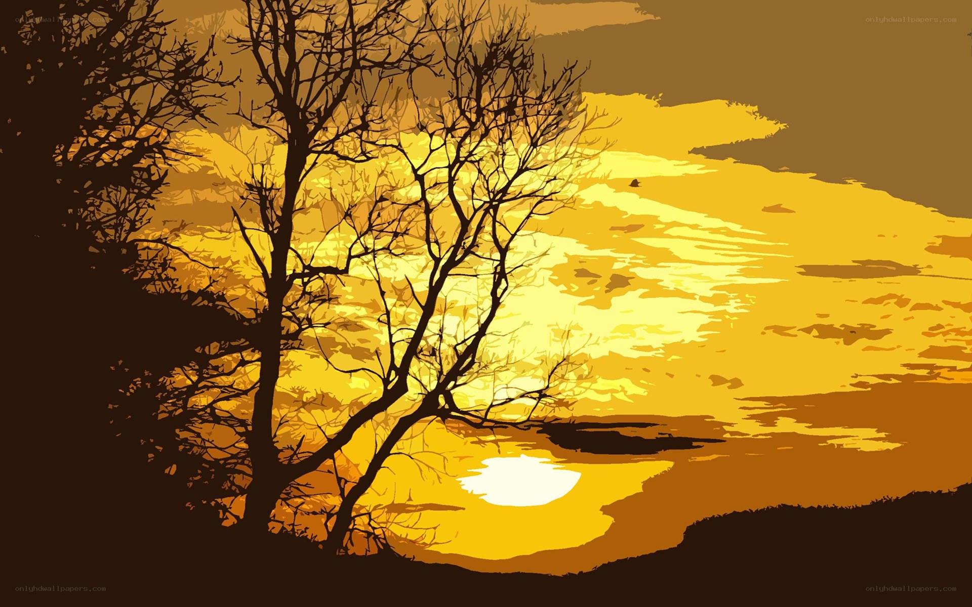 Silhouette trees at sunset