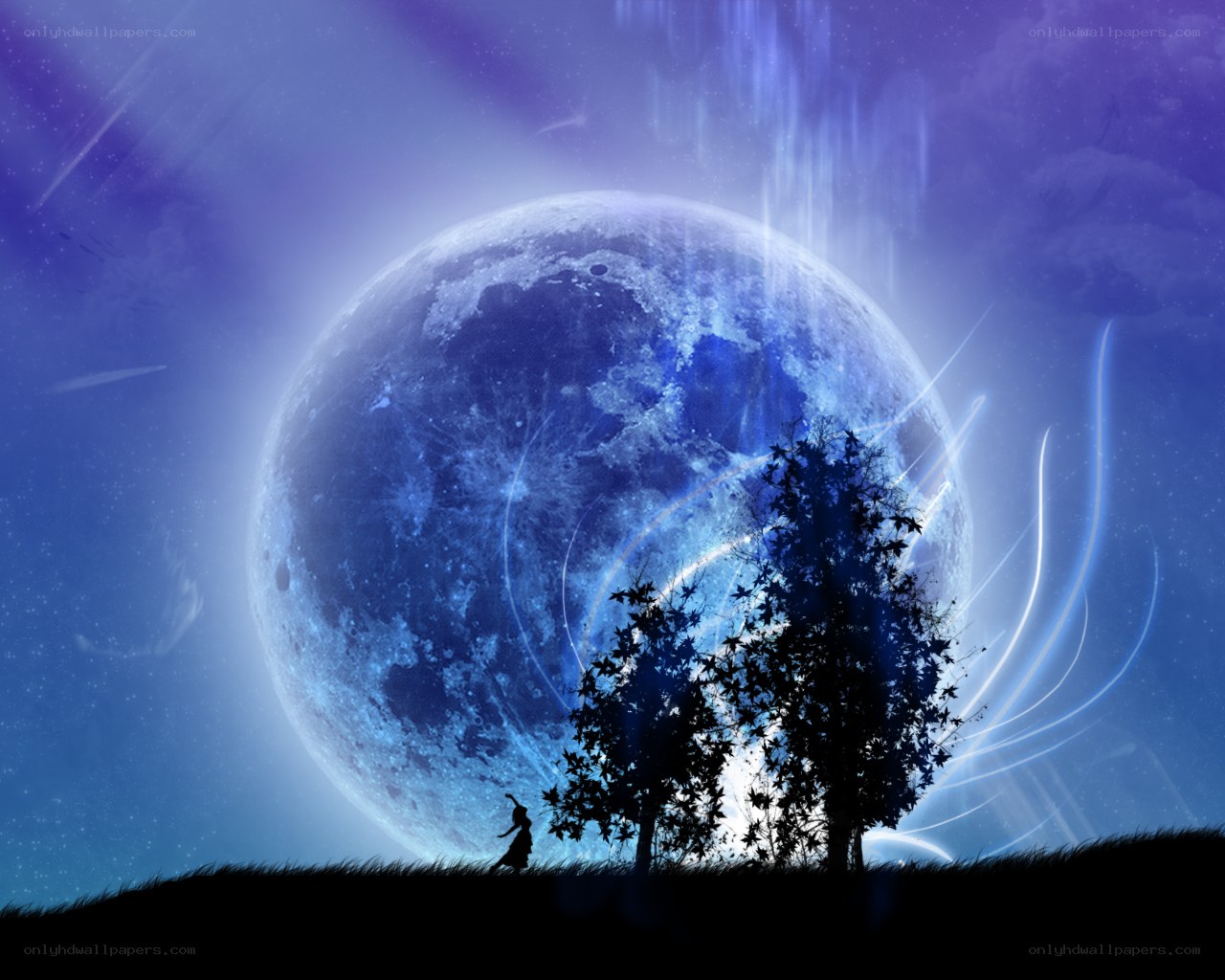 Silhouette under a blue moon