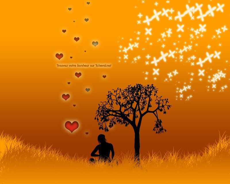 silhouette under a heart tree