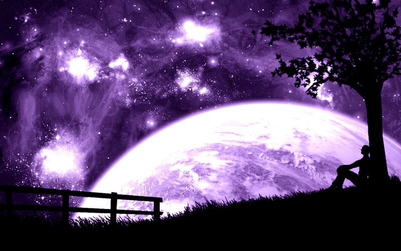 Silhouette under a purple sky