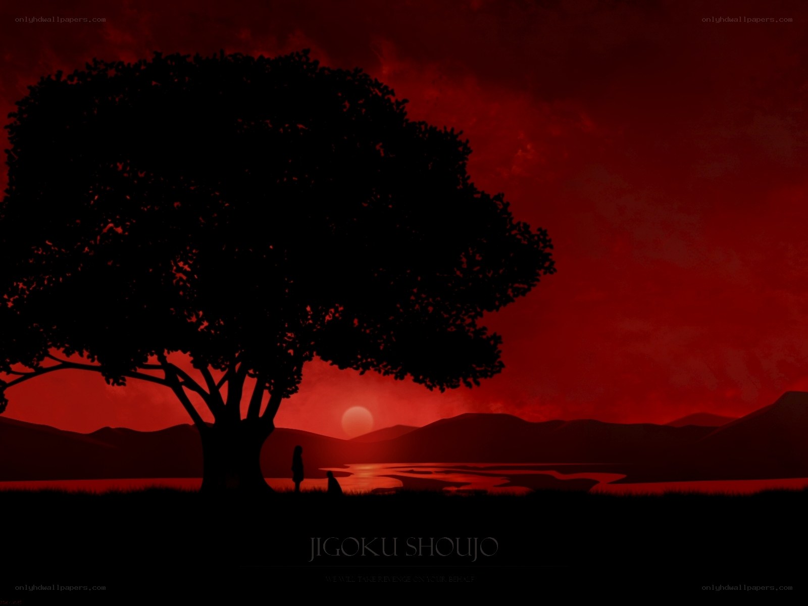 Silhouette under a red sky