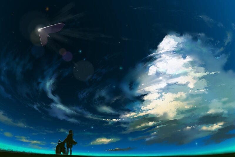 Silhouette under a starry sky