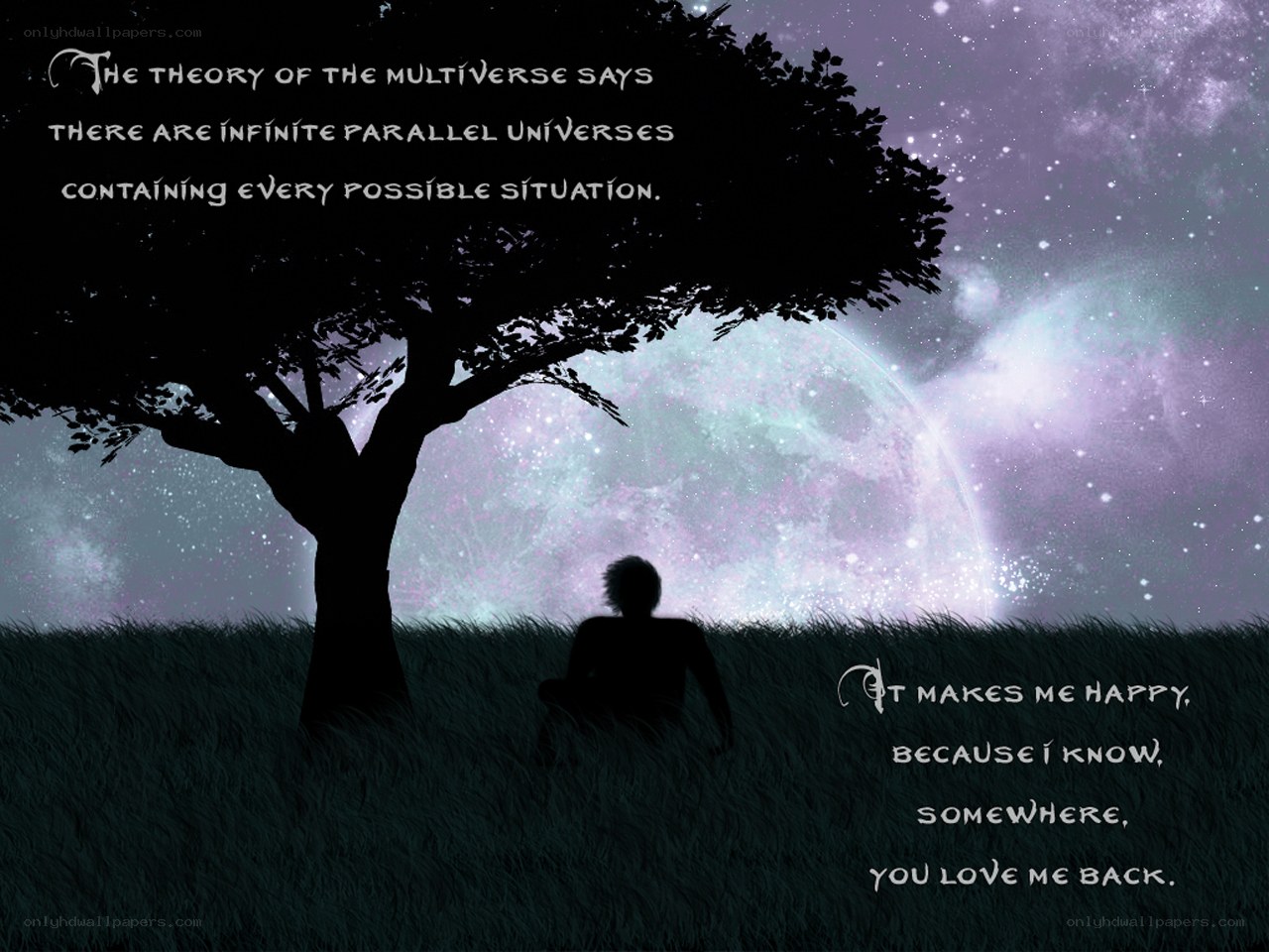 Silhouette under a starry sky