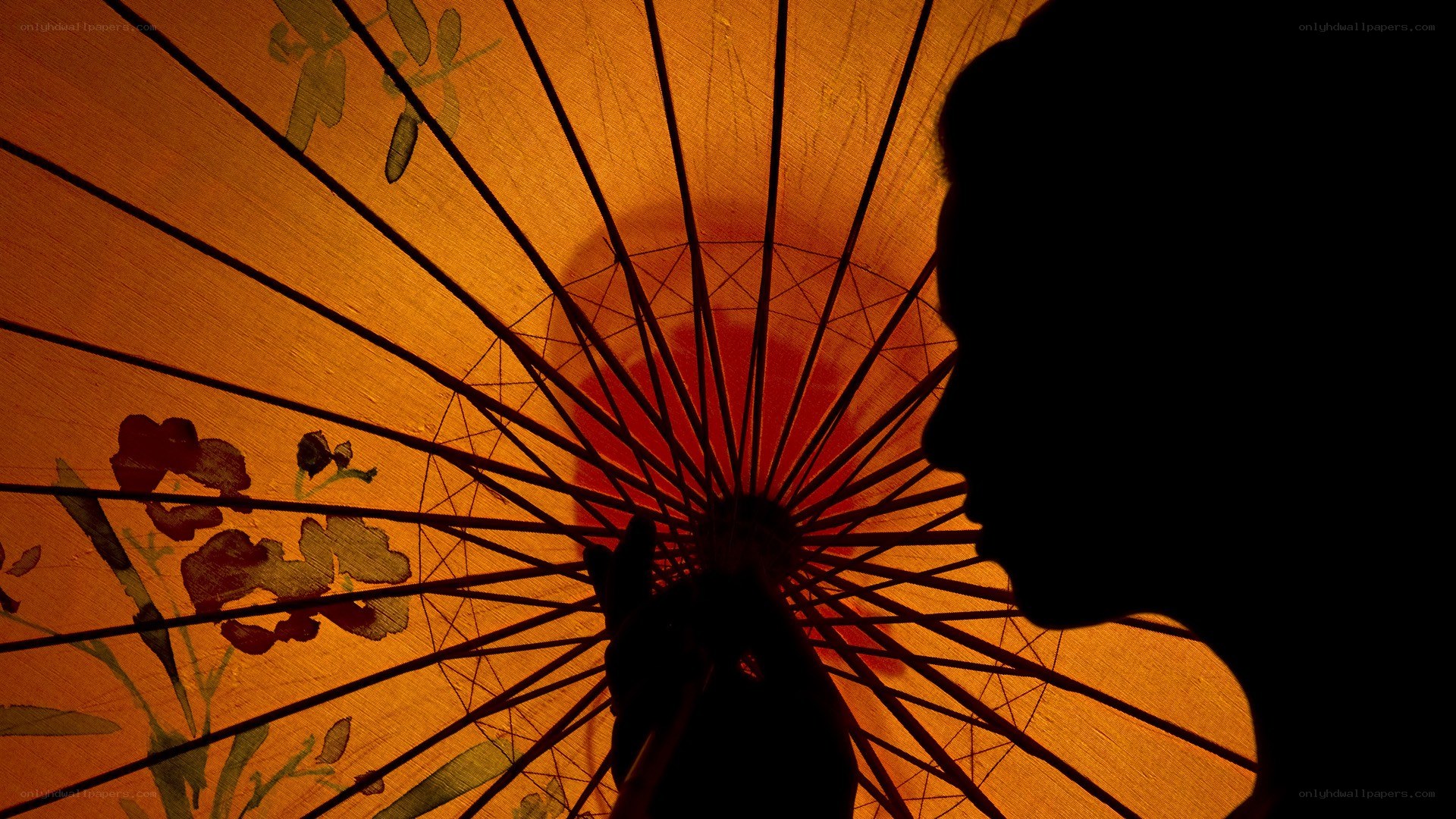 silhouette under paper umbrella