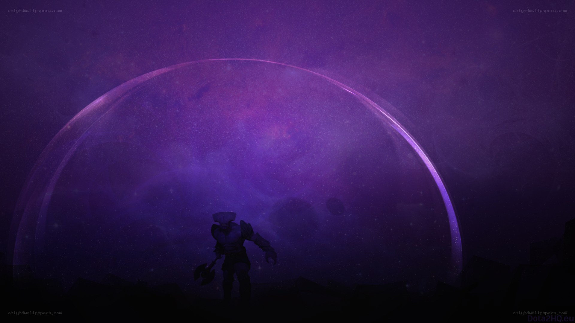 silhouette under purple dome