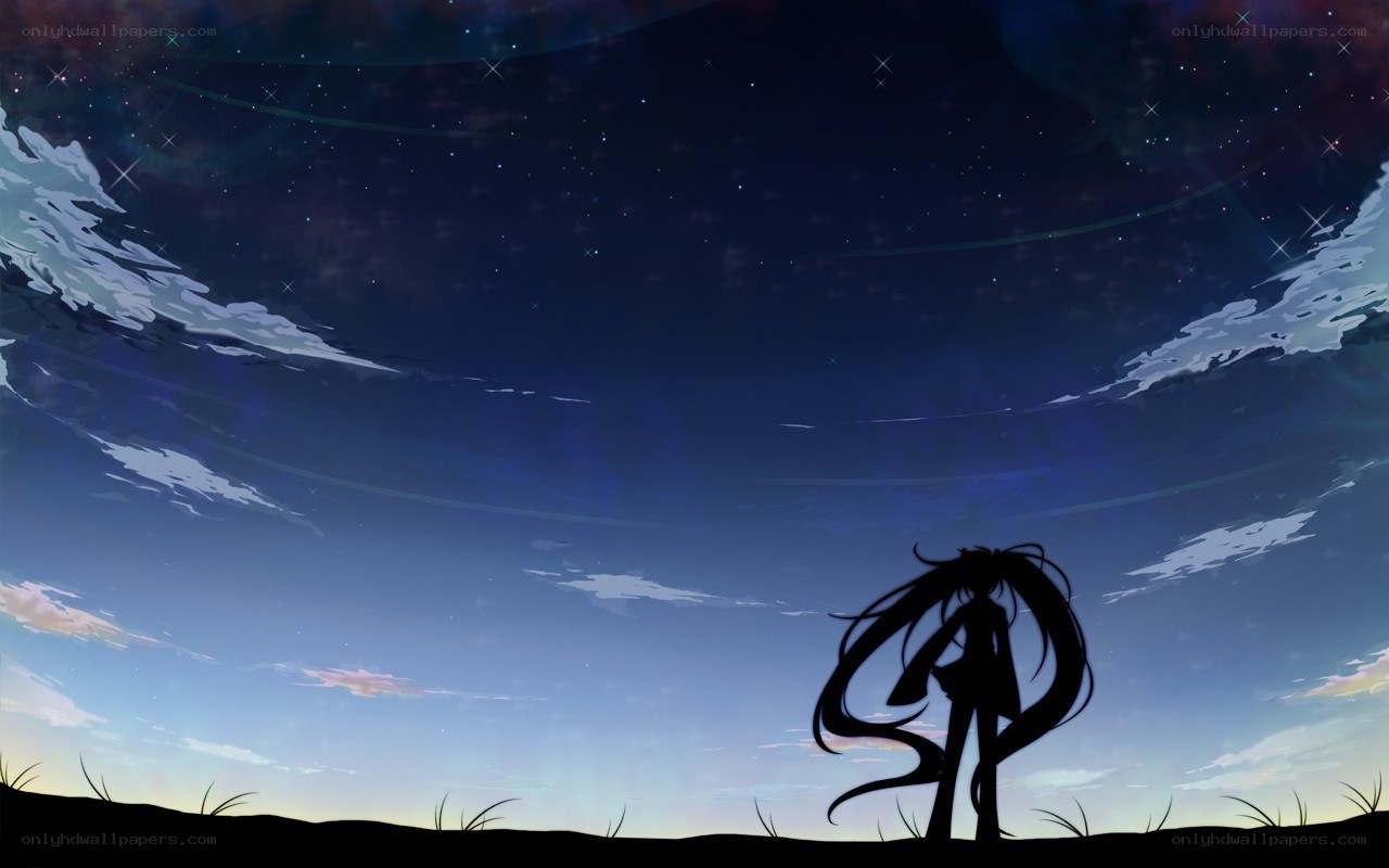 silhouette under starry sky