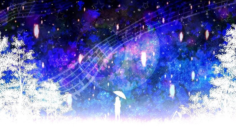 silhouette under starry sky