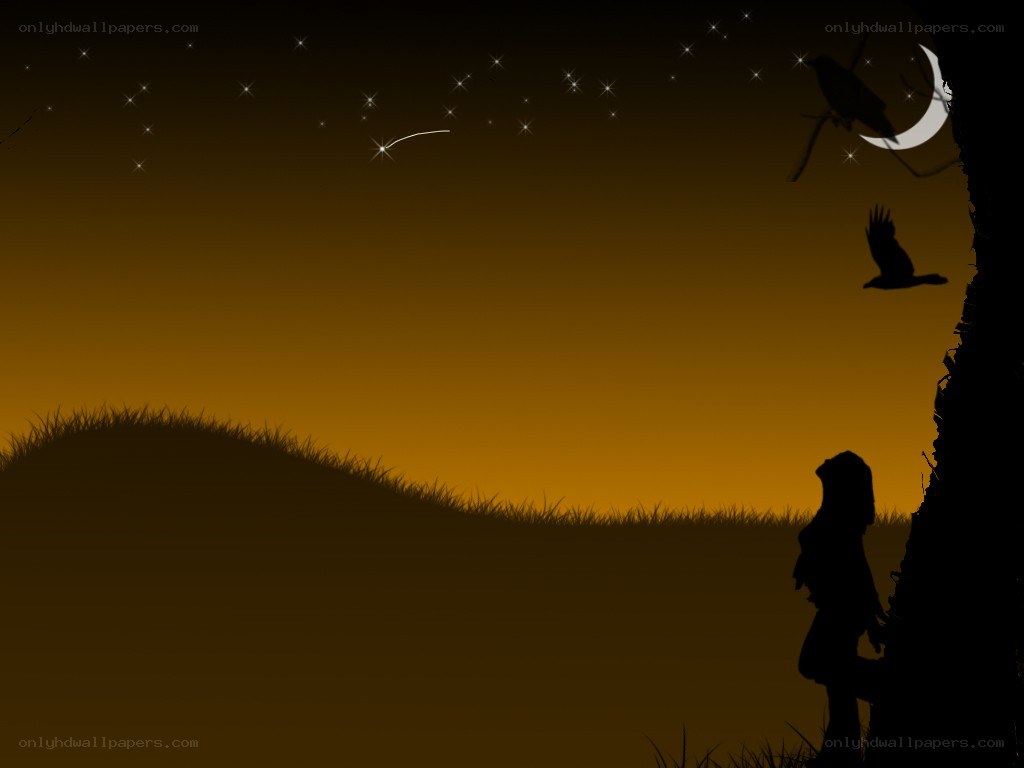 Silhouette under starry sky