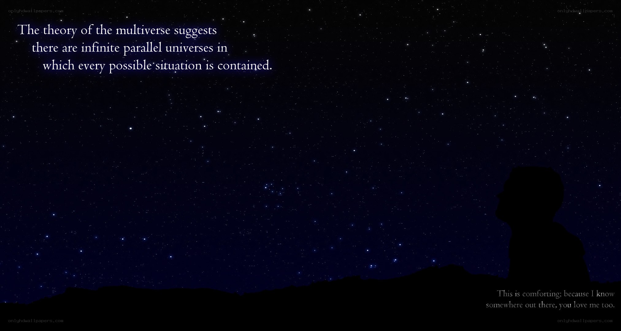 Silhouette under stars