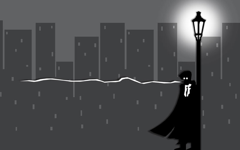 silhouette under streetlight