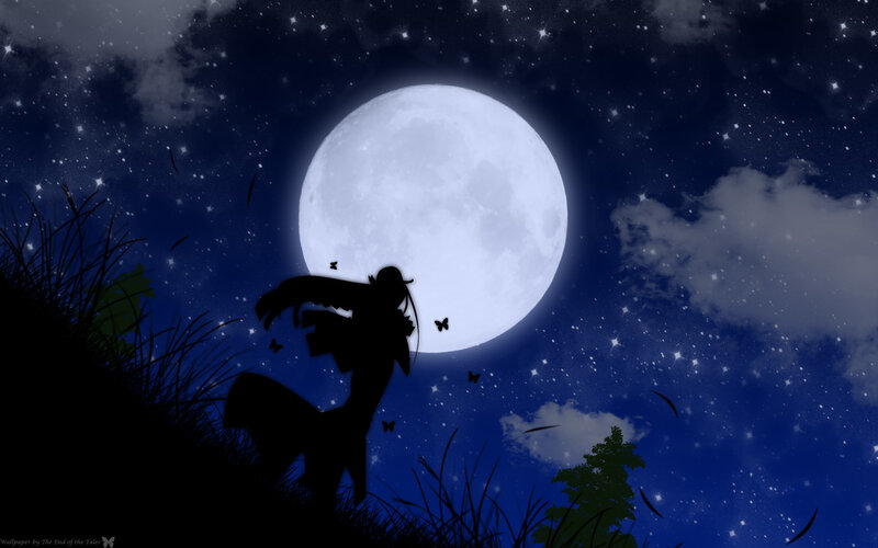 Silhouette under the full moon