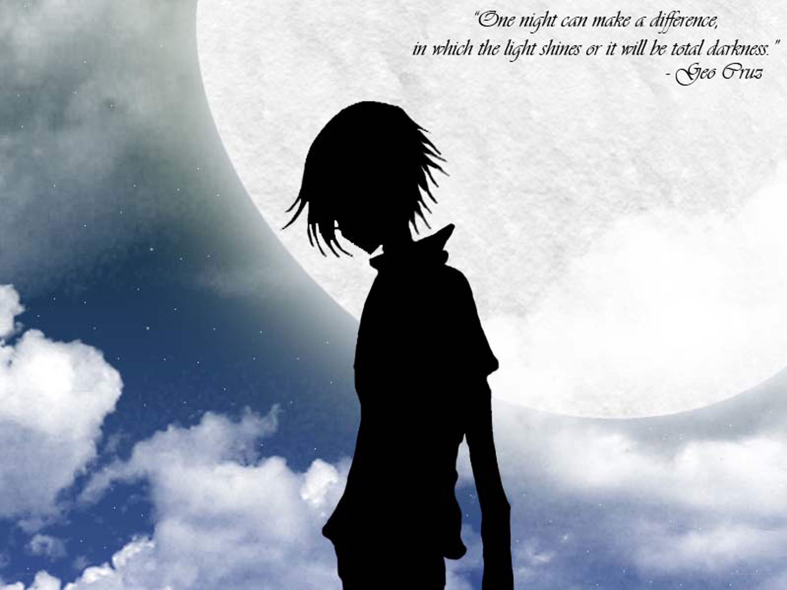 silhouette under the moon