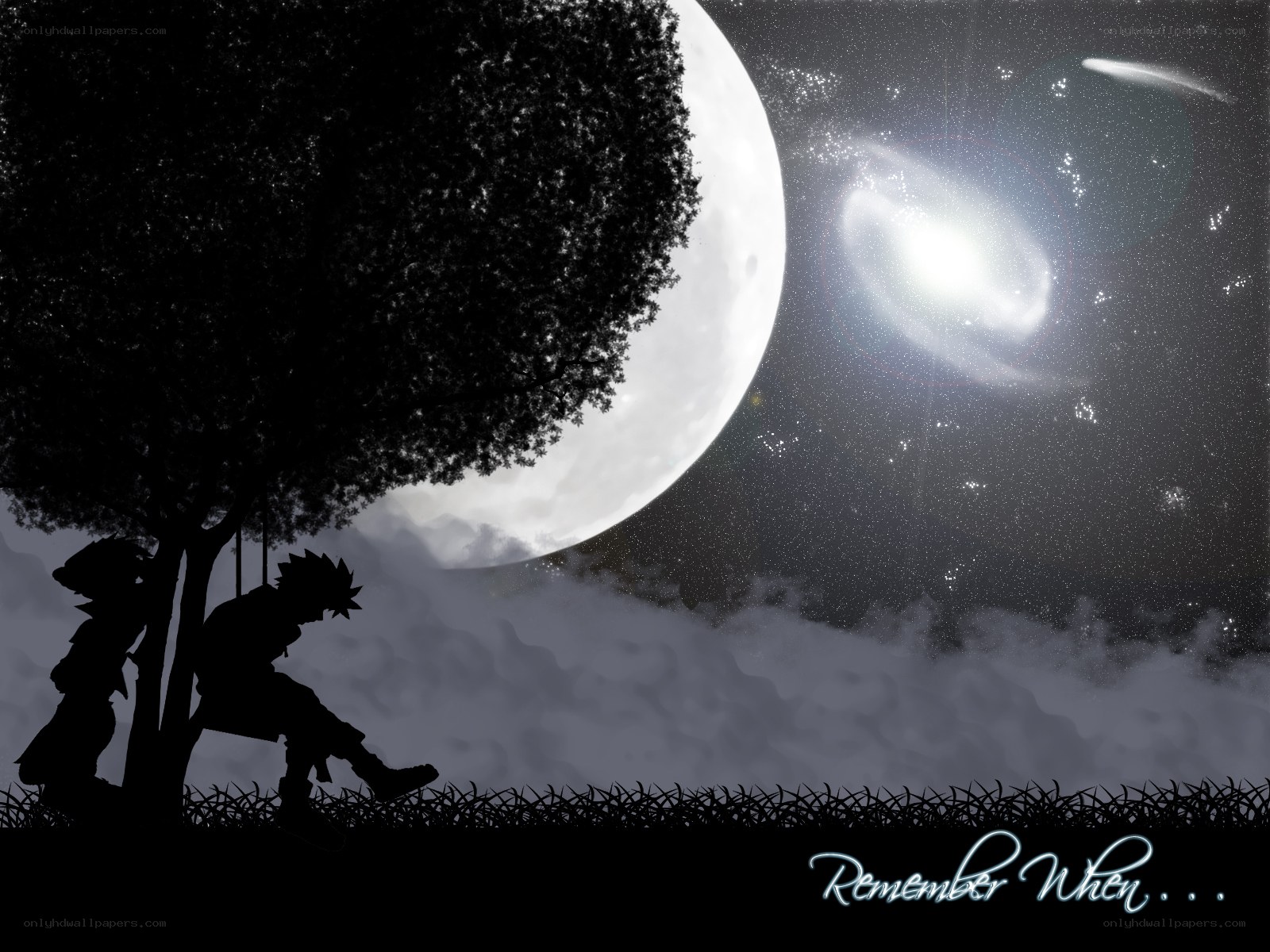 Silhouette under the moon