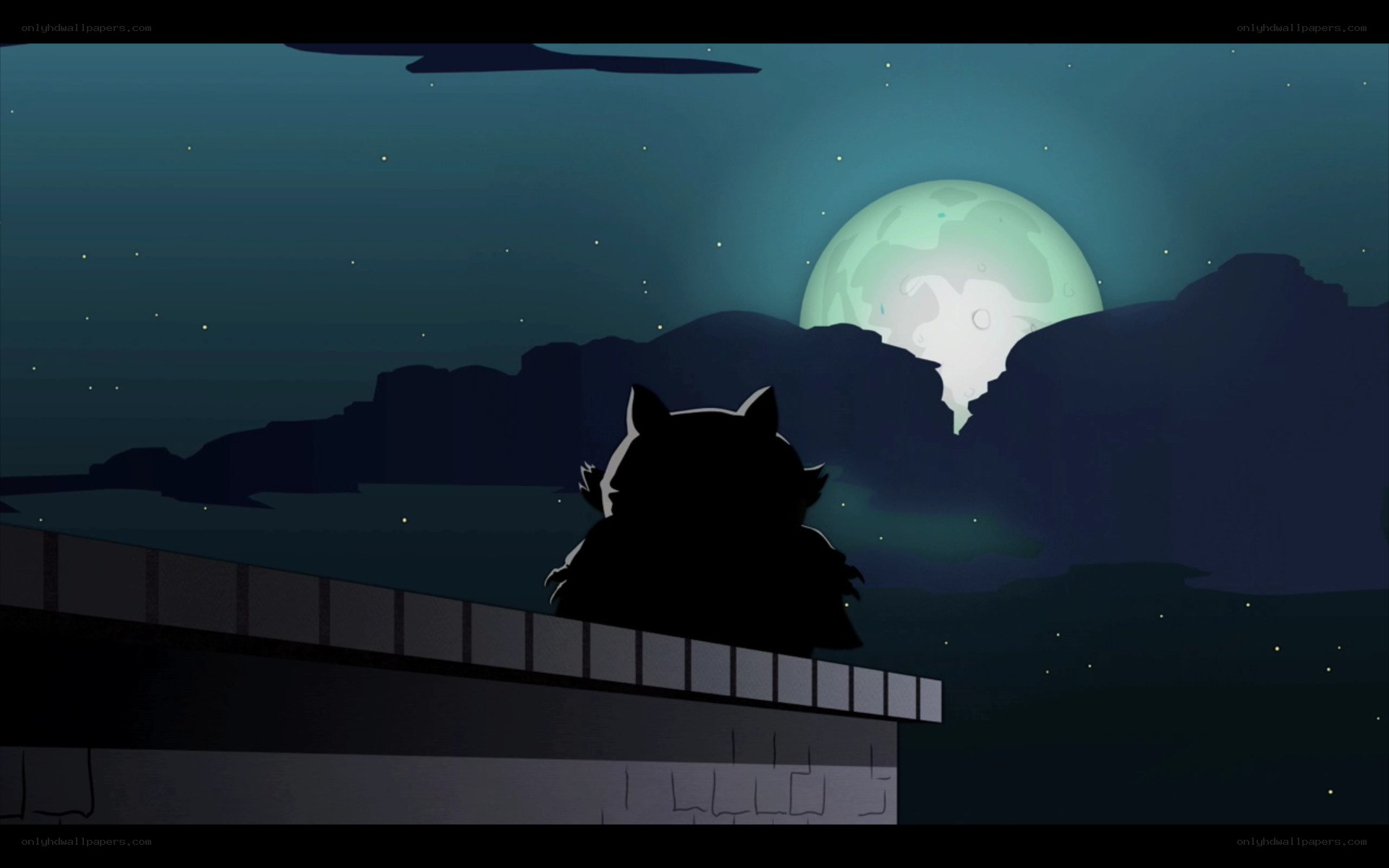 silhouette under the moon