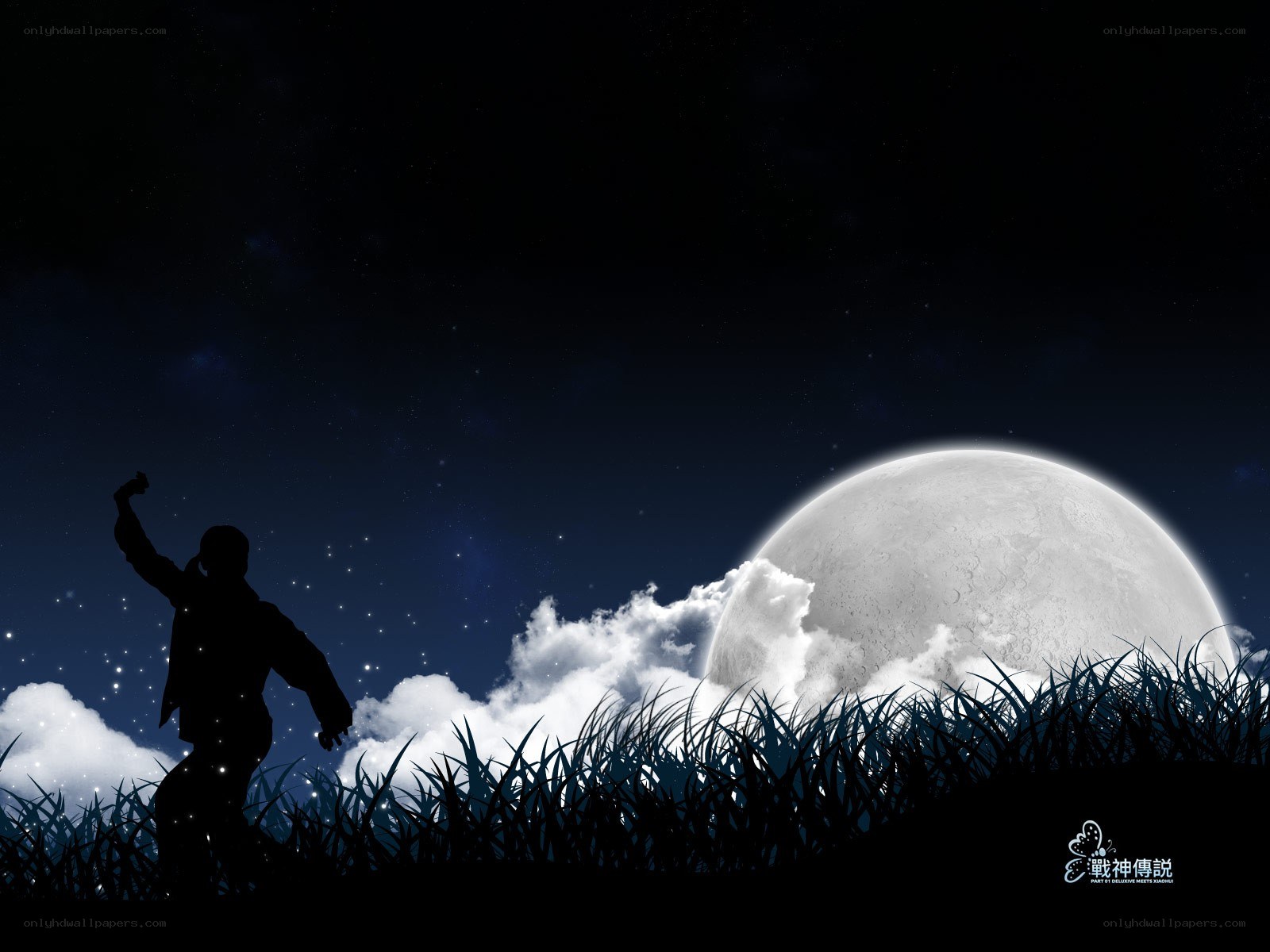 Silhouette under the moon
