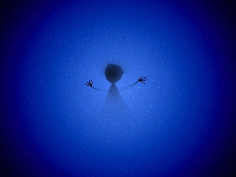 silhouette under water