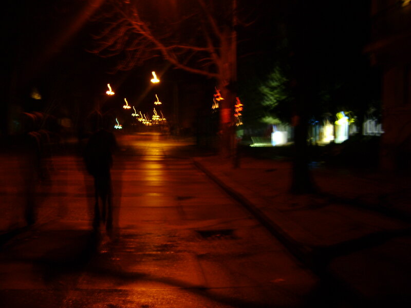 Silhouette Walking at Night