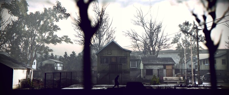 Silhouette Walking in Neighborhood