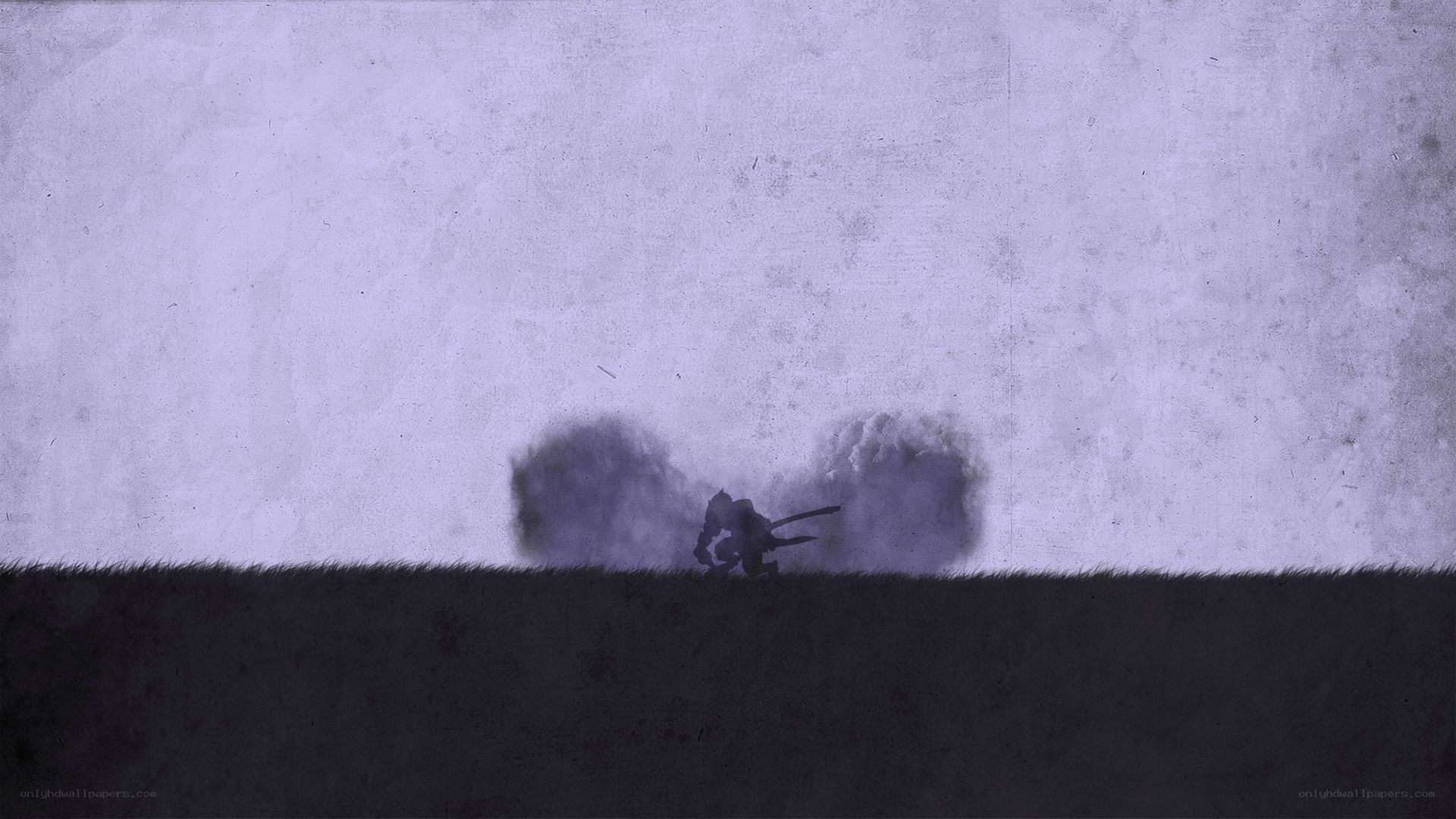 Silhouette warrior on a hill