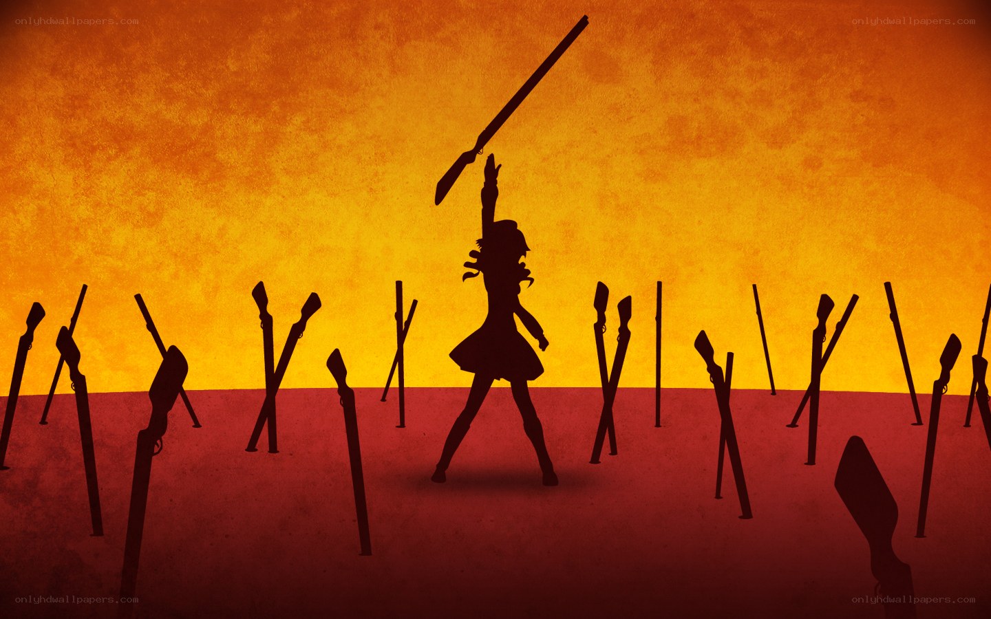 Silhouette warrior with sword