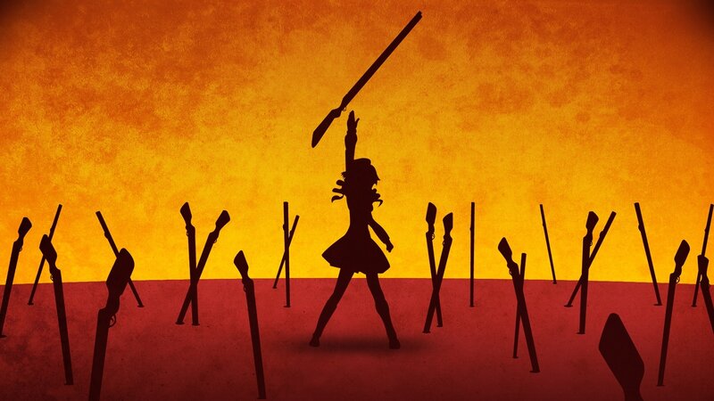 silhouette warrior with sword