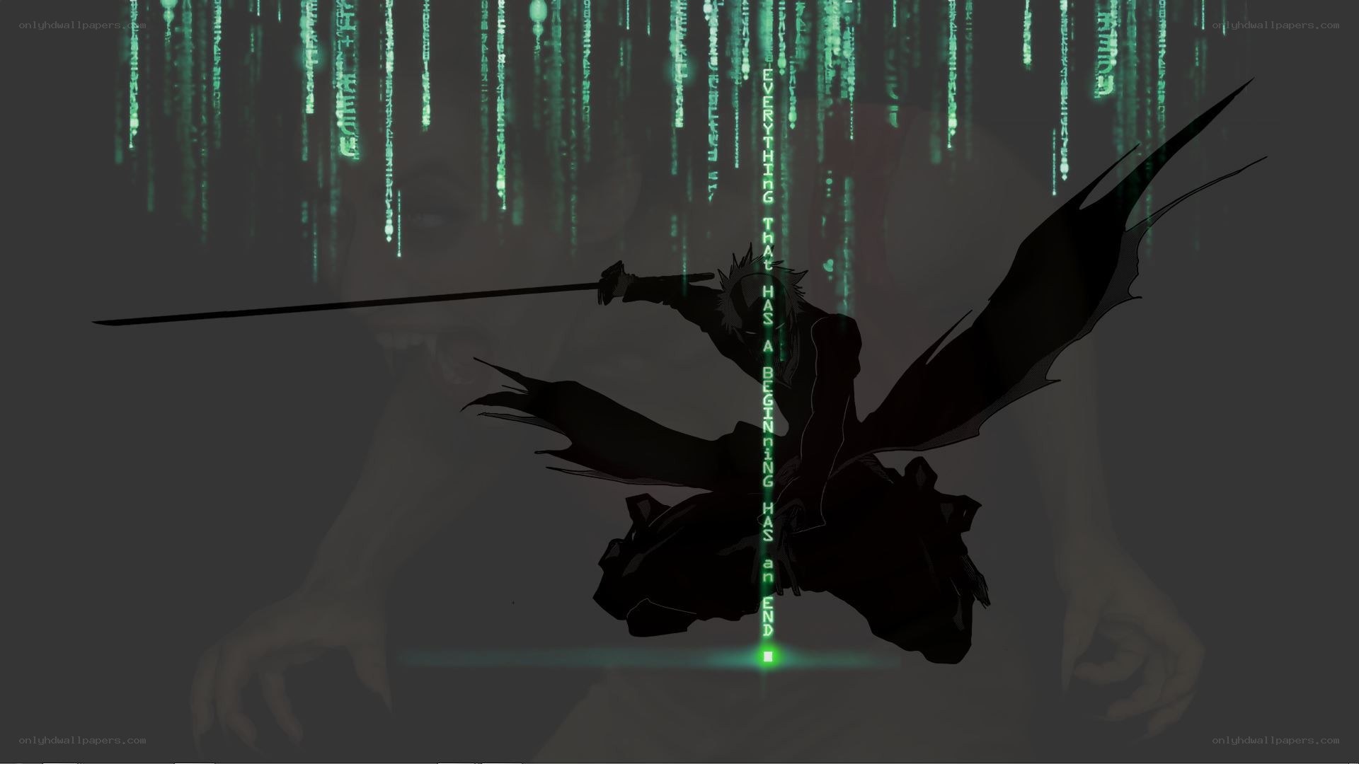 Silhouette warrior with sword