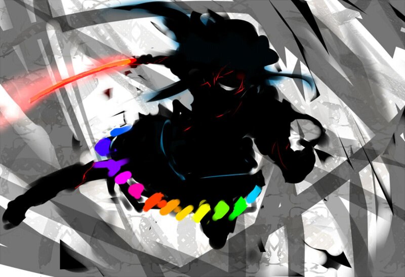 Silhouette Warrior with Sword — Black