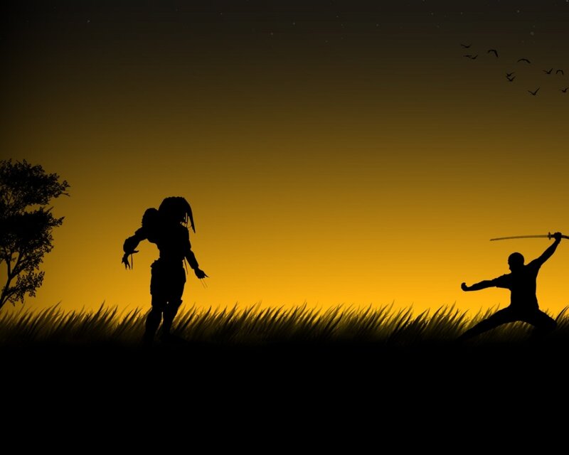 Silhouette Warriors Fighting