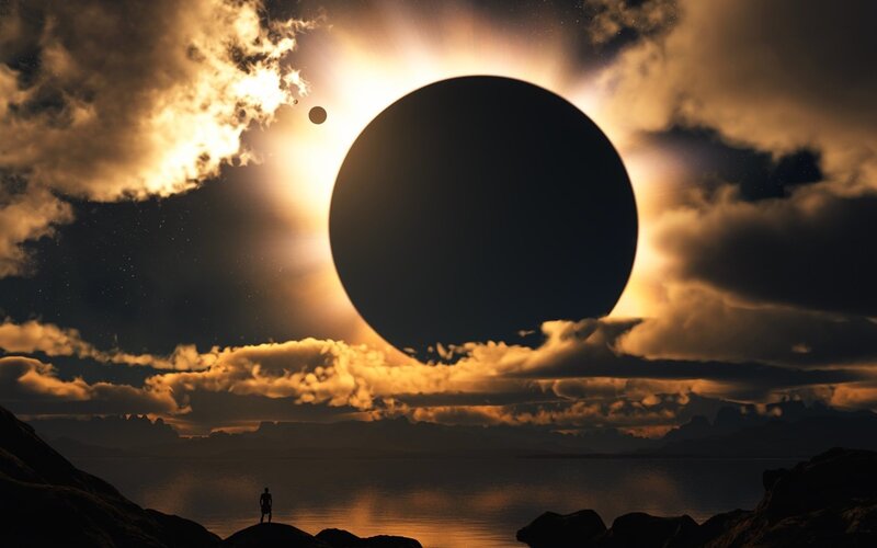 Silhouette Watching Eclipse — Black