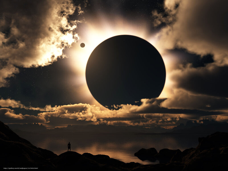 Silhouette Watching Eclipse