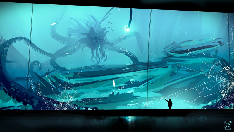 Silhouette Watching Sea Monster
