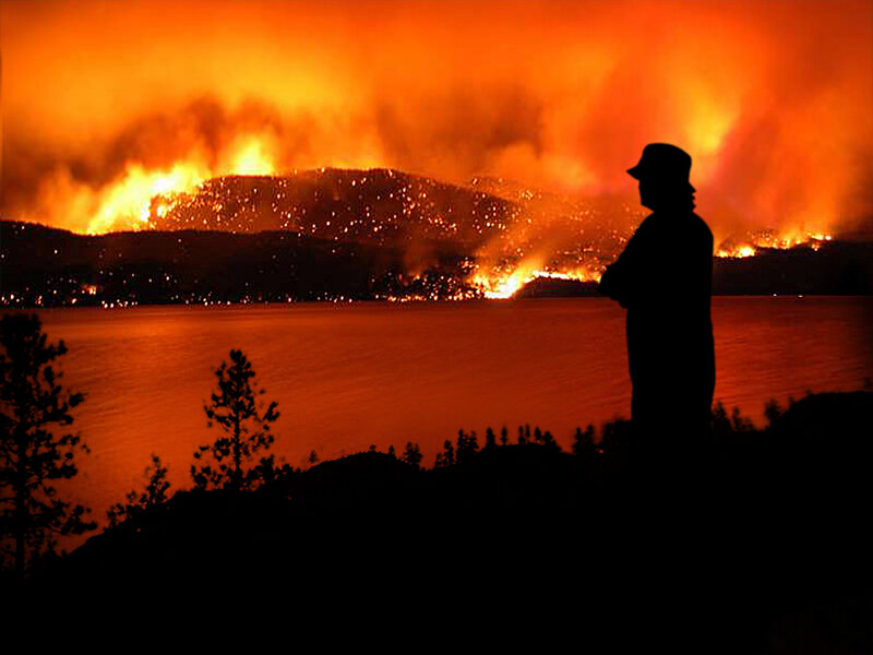 Silhouette Watching Wildfire