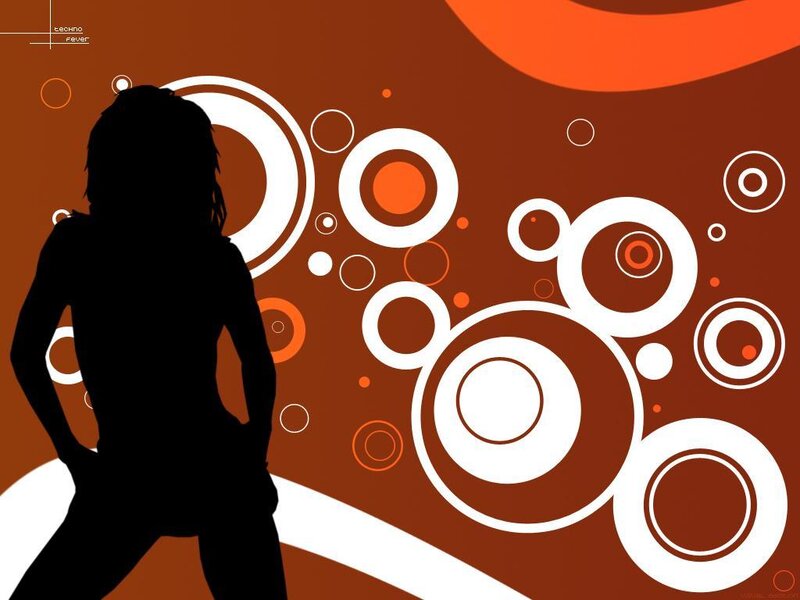 silhouette with abstract circles
