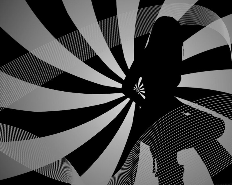silhouette with abstract lines