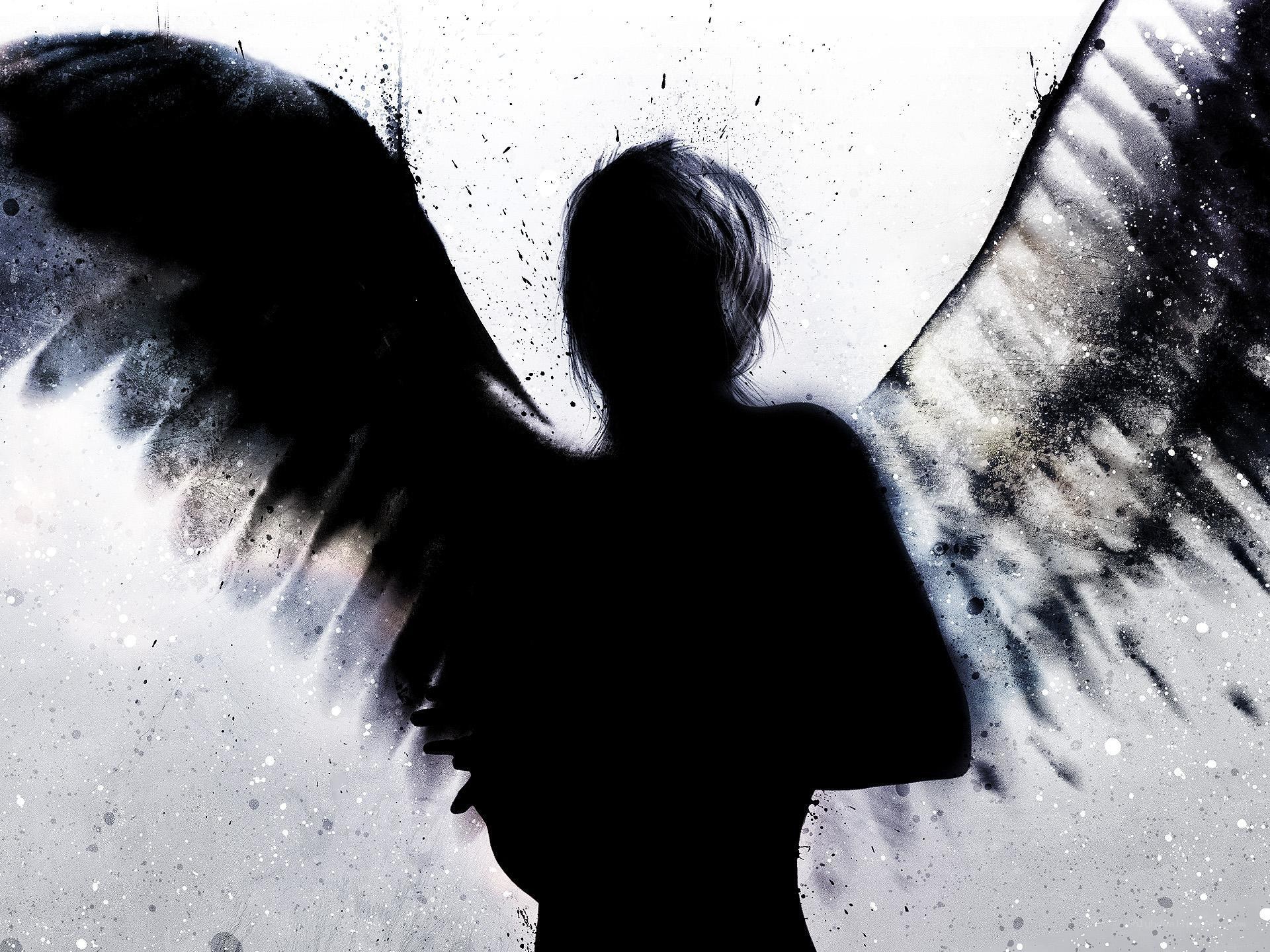 silhouette with angel wings