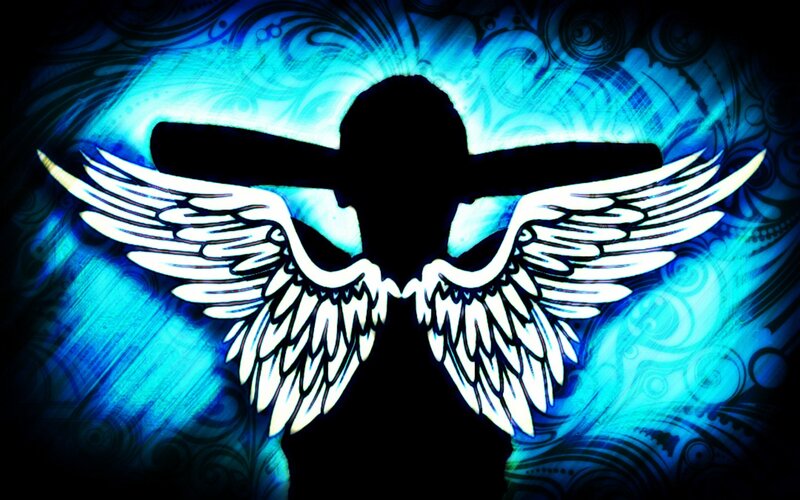 Silhouette with Angel Wings — Blue